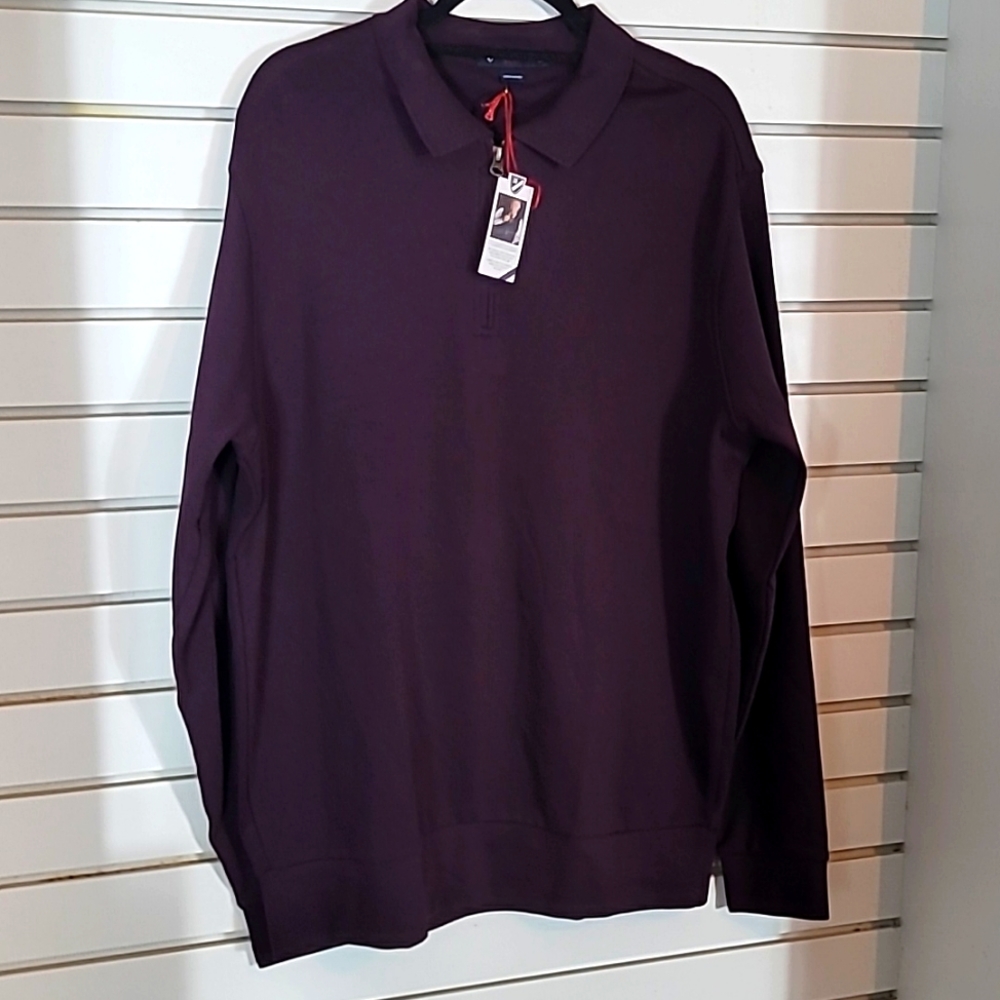 Daniel Cremieux Large Polo Style 100%  Cotton Burgundy Banded Waist